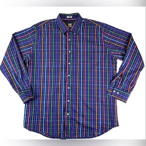 Peter Millar Weekender Finish Men's Shirt XL‎ Size Plaid Long Sleeve Button Down